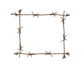 Rusty barbed wire isolated on a white background