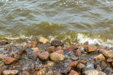 Northern,cold,natural sea with rocks near the shore