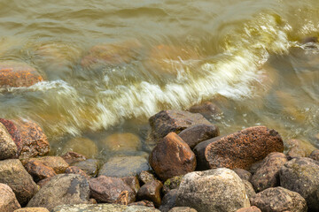 Northern,cold,natural sea with rocks near the shore
