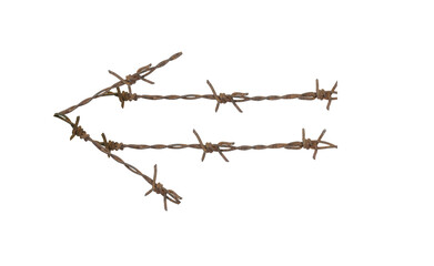 Rusty barbed wire isolated on a white background