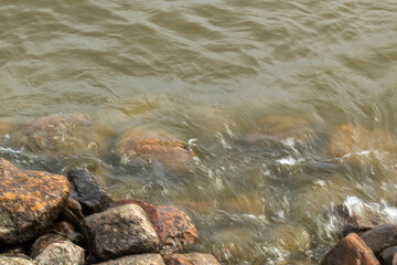 Northern,cold,natural sea with rocks near the shore