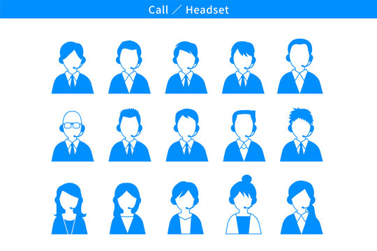 電話 headsets リモート リモートワーク オペレーター チャット 通信 問い合わせ 質問 答え AI eps ベクター アイコン 人 ピクトグラム