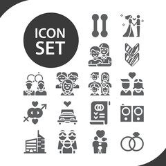Simple set of divorced related filled icons.