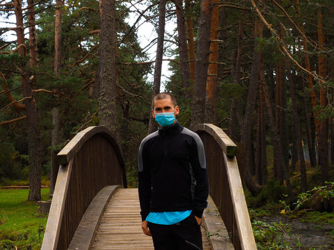 young man in the forest of Quintanar de la Sierra