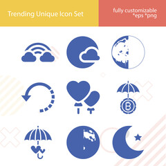 Simple set of rainy related filled icons.