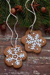 Christmas decoration with gingerbread cookies