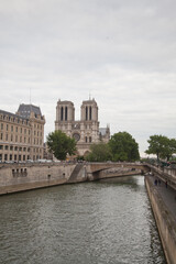 Fototapeta na wymiar Paris,France-June 2014:View of the most famous cathedral, France, Notre Dame de Paris.