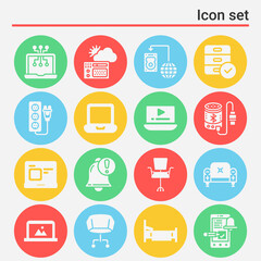 16 pack of appliances  filled web icons set