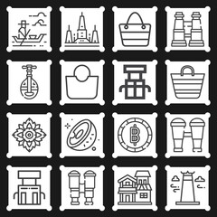 16 pack of thailand  lineal web icons set