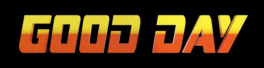 Good Day Text, Shiny Red And Gold Color  Mix Texture With Black Isolated Background , 3D Illustration, Banner For Printing