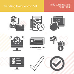 Simple set of verification related filled icons.