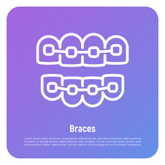 Orthodontics thin line icon. Braces, tooth correction. Dentistry. Vector illustration.
