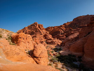 Fototapeta na wymiar Sunny view of the Calico Hills of Red Rock Canyon National Conservation Area