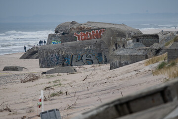Remains of german bunkers at the danish coastline