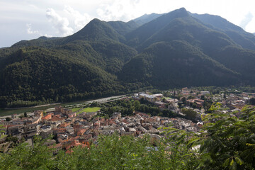 Fototapeta na wymiar Bormio, a view from mountain during summer