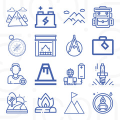 16 pack of journey  lineal web icons set