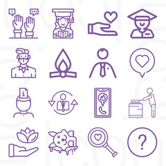 16 pack of sitting  lineal web icons set