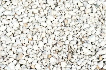 Drainage systems from small pebbles. Garden drainage for plants and trees. White stones for roads and flower beds.