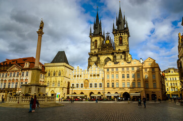 Obraz premium Prague, The Czech Republic: Plague Column on the Old Town Square in Prague