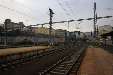 Fototapeta na wymiar railway in the city of Pague, Czech Republica, Praha, Praga