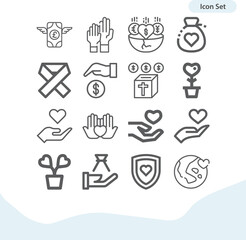 Simple set of community chest related lineal icons.