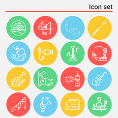 16 pack of freshwater  lineal web icons set