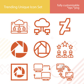 Simple set of socialization related lineal icons.