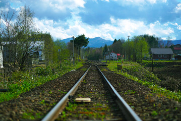 Fototapeta premium 北海道の誰もいない田舎の線路