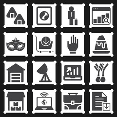 16 pack of stored  filled web icons set