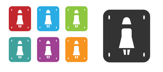 Black Female toilet icon isolated on white background. WC sign. Washroom. Set icons colorful. Vector.