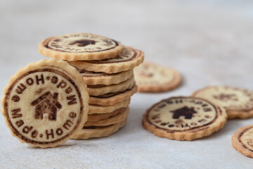 Homemade shortbread cookies on a light background
