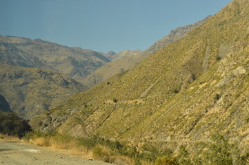Obraz premium Driving through the windy mountain roads of the High Andes between Chile and Argentina