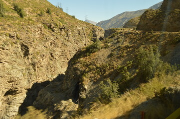 Driving through the windy mountain roads of the High Andes between Chile and Argentina