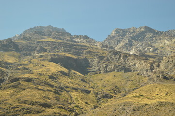 Obraz premium Driving through the windy mountain roads of the High Andes between Chile and Argentina