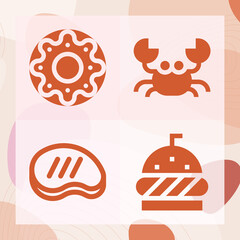 Fototapeta premium Simple set of grill related filled icons