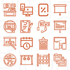 16 pack of annual  lineal web icons set