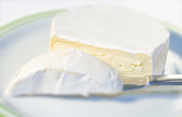 Camembert cheese on plate