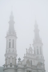 Belfries of the Church of the Holiest Saviour in Warsaw in mist