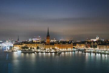Fototapeta na wymiar Gamla Stan old city in Stockholm after dawn. 