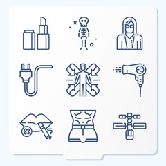 Simple set of 9 icons related to cavity