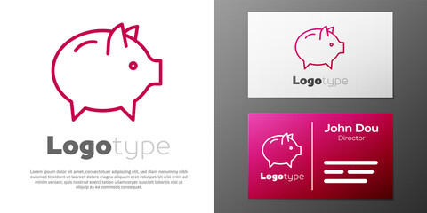 Fototapeta na wymiar Logotype line Piggy bank icon isolated on white background. Icon saving or accumulation of money, investment. Logo design template element. Vector.