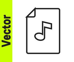 Black line Music book with note icon isolated on white background. Music sheet with note stave. Notebook for musical notes. Vector.