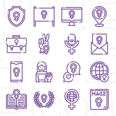 16 pack of patriarchal  lineal web icons set