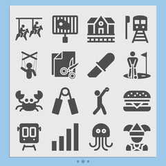 Simple set of swing related filled icons.