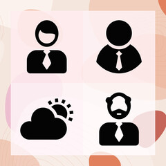 Simple set of shaded related filled icons