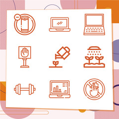 Simple set of 9 icons related to never