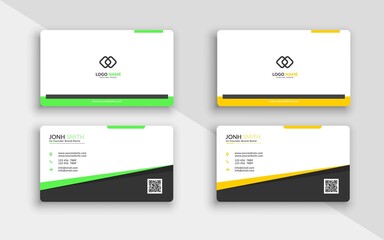 Creative business card for company with green, yellow and white colour minimalis, modern Vector illustration