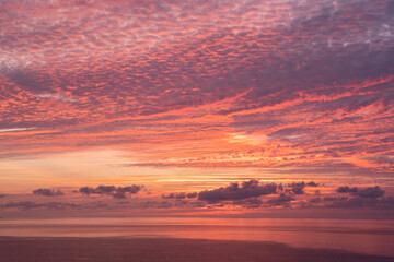 Beautiful Pink sky at sunset over the Mediterranean Sea