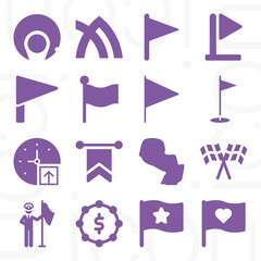 16 pack of flown  filled web icons set