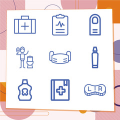 Simple set of 9 icons related to health check